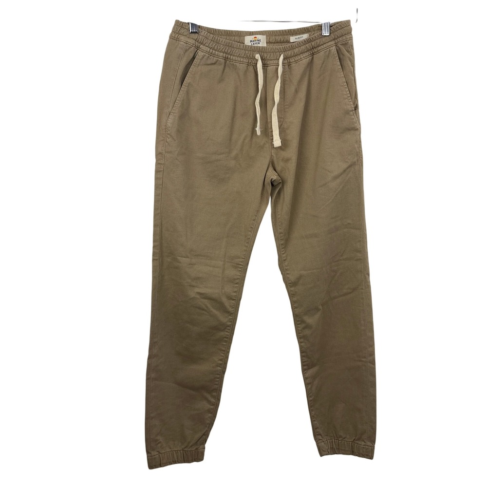 Marine Layer Joggers Mens Medium Brown Saturday Slim Fit Drawstring Casual